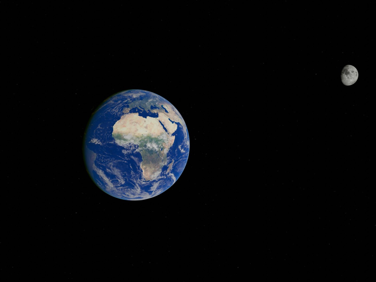 moon and earth