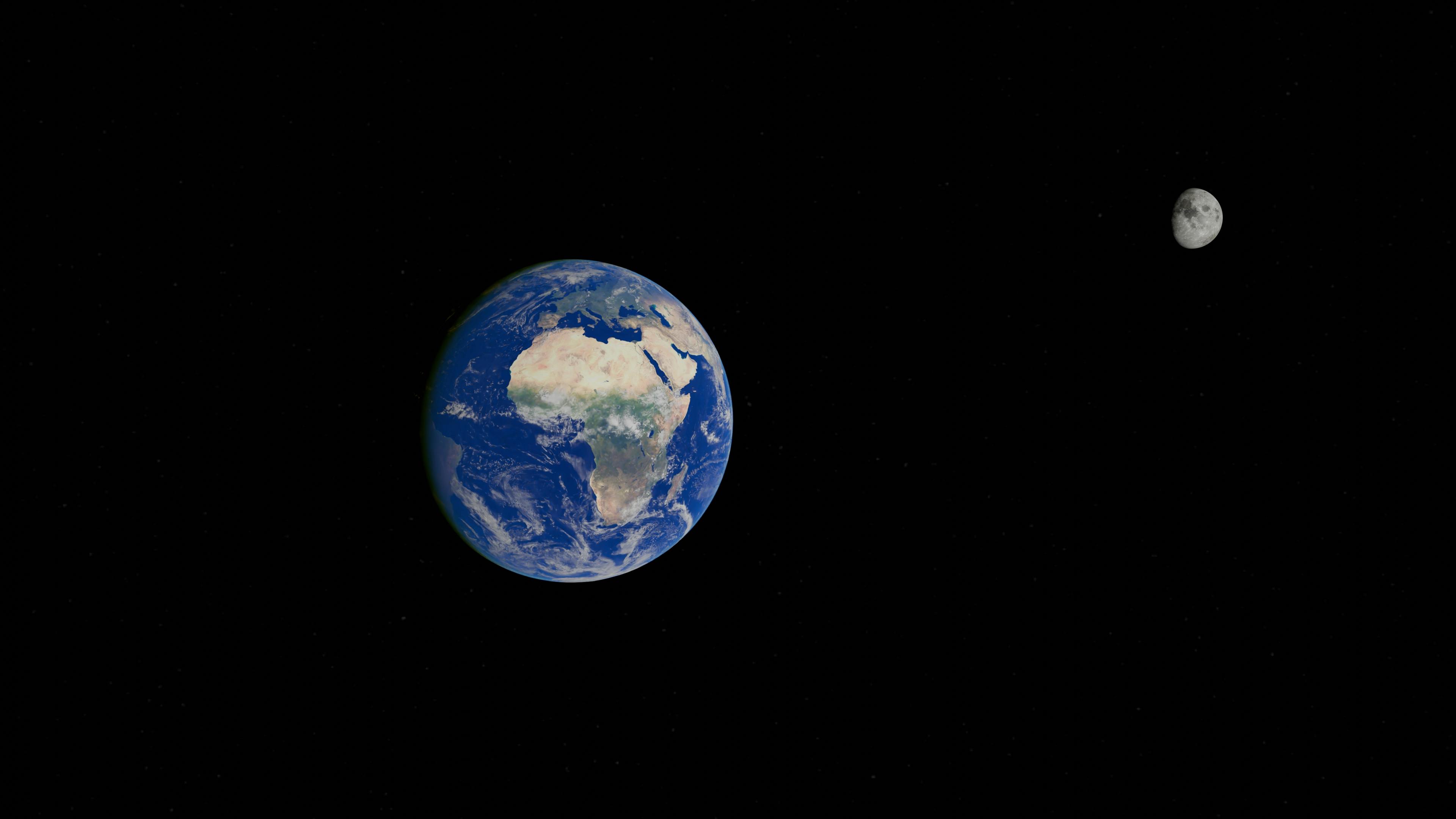 moon and earth