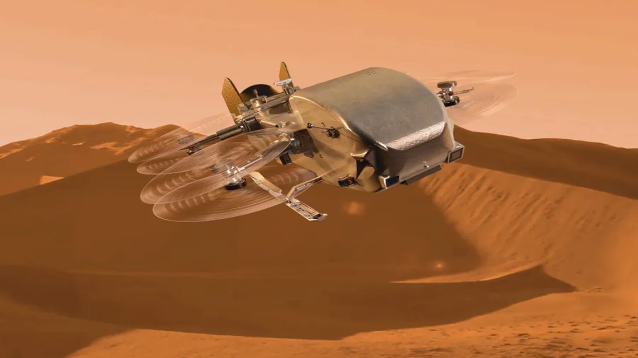 NASA Names Dragonfly's Titan Landing Zone Ahmakiq Undae as Rotorcraft Wiring Goes In