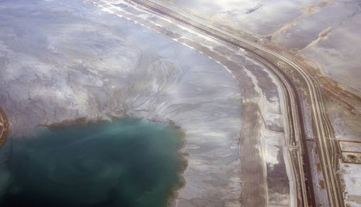 Land meets the Great Salt Lake near Salt Lake City