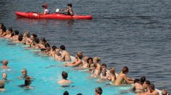 People Cooling off due to the heat