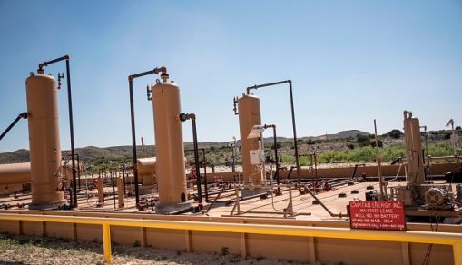 Equipments at a fracking well