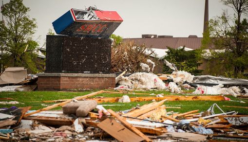 A tornado left a path of destruction in Iowa.
