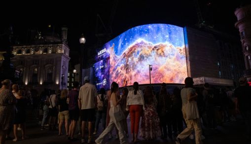 NASA Broadcast First Images From James Webb Space Telescope On Piccadilly Lights London