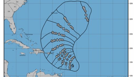 earliest reasonable arrival time of tropical-storm-force winds of Tammy